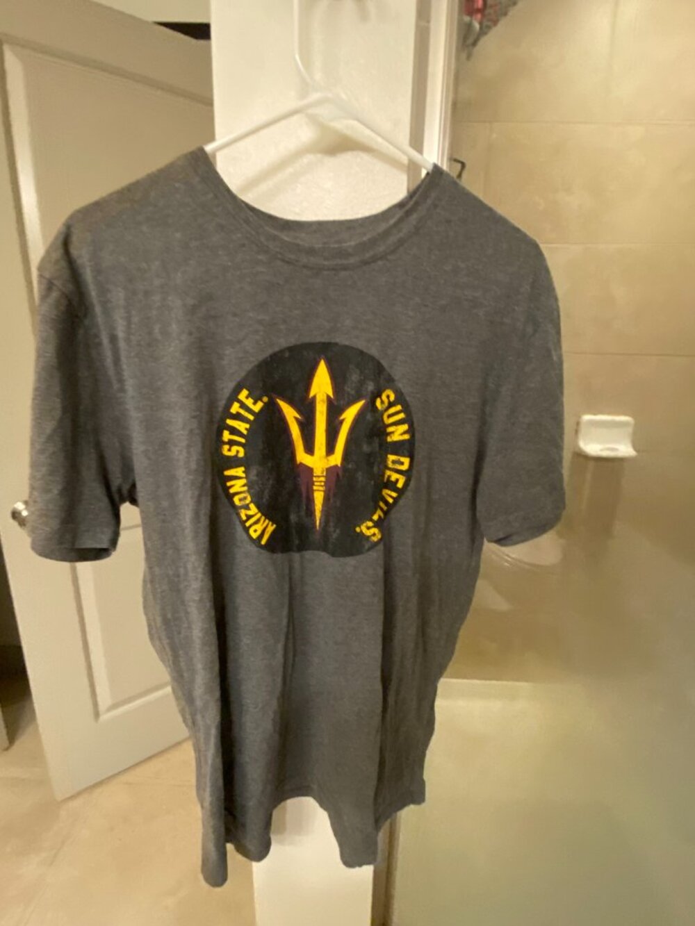 Arizona State University Sun Devils Men's Gray Graphic T Shirt Size Large